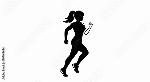 Silhouette of a woman with a ponytail running