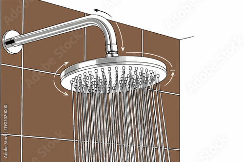 Shower head with multiple streams of water spraying downwards