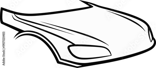 Sleek car bodywork with aerodynamic lines and a headlight cutout