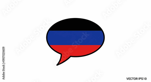 Speech bubble with flag colors of black, blue, and red