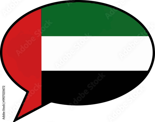 Speech bubble with national colors of the United Arab Emirates