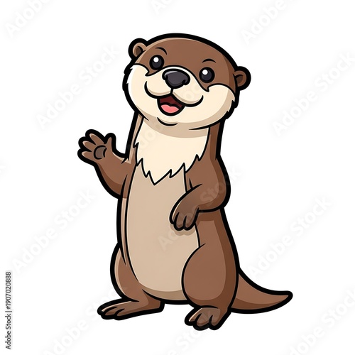 Cartoon Otter Standing on Hind Legs.