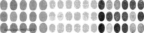 Fingerprint Identification and Biometric Security Scanner Vector Icon Set