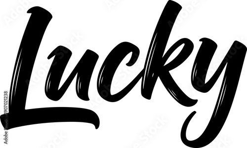 Lucky Hand Lettering Calligraphy Typography Design for T-shirt and Poster