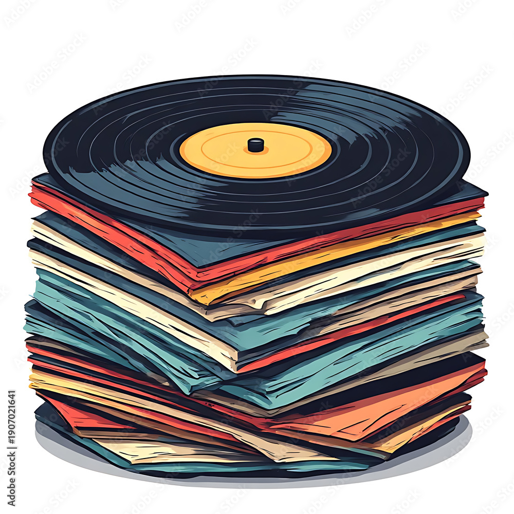 Fototapeta premium stack of vinyl records