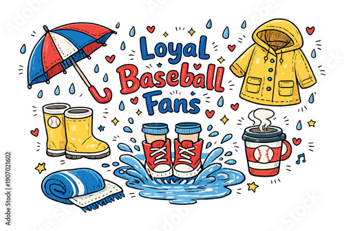 Rainy day baseball fun: cheerful essential gear for dedicated fans