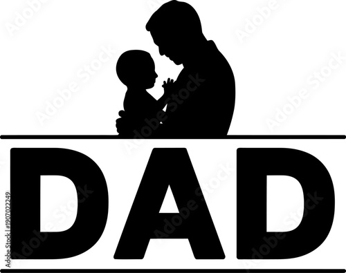 Fatherhood Silhouette: A poignant black silhouette portrays a father tenderly holding his baby, capturing the essence of paternal love and care.