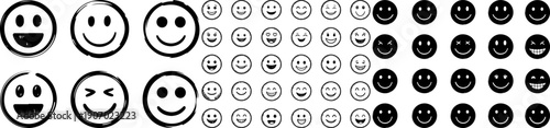 Hand Drawn Expression Emoticon Set - Funny Cartoon Face Emoji Collection Vector