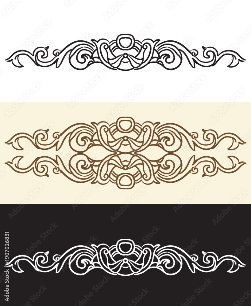 Fototapeta premium Realistic horizontal engraving design element vector illustration