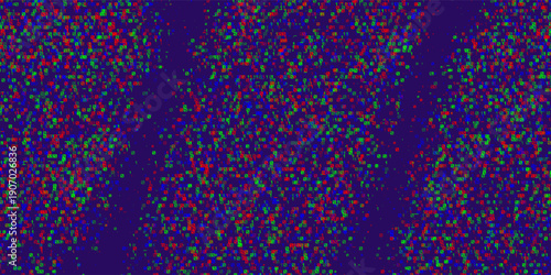 Abstract background with glitch effect from colorful data binary on dark screen. Digital pixel color RGB noise error video frames. VHS and TV effect concept.