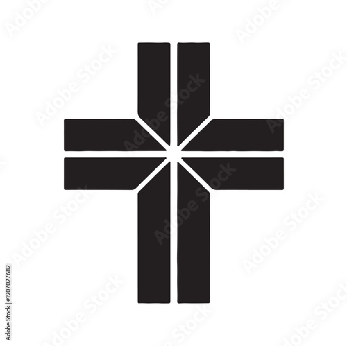 Black Cross Plus Icon – Medical and Add Symbol Minimal Vector