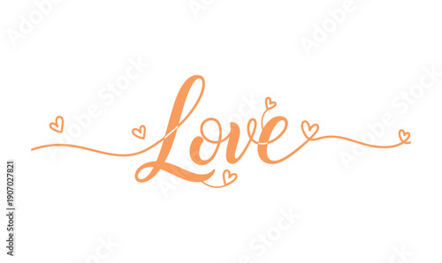Here's a continuous one-line drawing of Love. The lettering is in a freehand calligraphy style, wavy and black. It's great for a Valentine's banner with space for your own words and some hearts. 