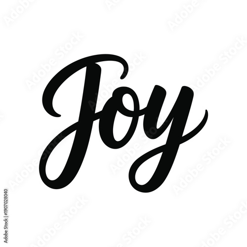 The word 'Joy' is written in elegant black calligraphy on a white background.