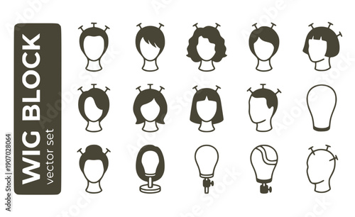 Wig Block Foam-Mannequin T-Pins Wig-Styling Head-Form Wig-Stand Styling-Block Mannequin-Head Vector Set - Wig Styling