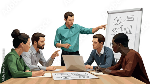 Collaborative business meeting with diverse team engaging in strategic planning