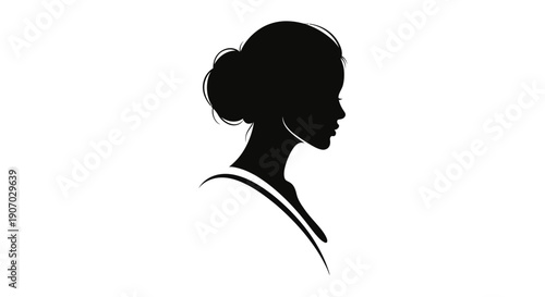 Elegant Silhouette of a Woman Profile with Hair Bun