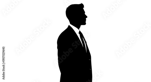Side Profile Silhouette of a Businessman in a Suit and Tie