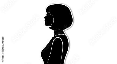 Elegant Woman Profile Silhouette – Minimalist Female Head Vector