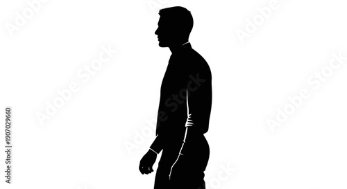 Side View Silhouette of a Confident Businessman Standing