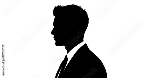 Professional Businessman Silhouette in Suit, Side Profile Vector