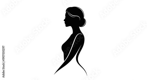 Elegant Profile Silhouette of a Woman with Classic Updo Hairstyle