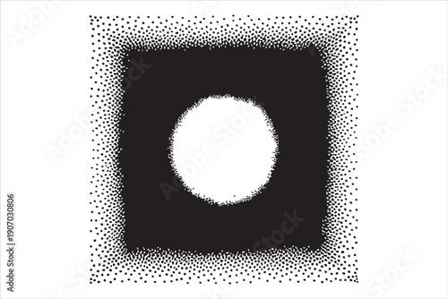 Abstract Halftone Dots Gradient Background – Black and White Vector
