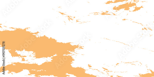 An abstract watercolor grunge background featuring a vibrant design of orange and green ink splashes, dirty paint textures, and yellow brush splatter elements on a vector paper backdrop