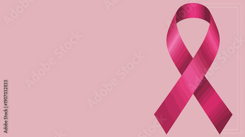 Pink breast cancer awareness ribbon symbol on light pink background for health campaigns