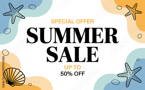 Summer sale special offer up to fifty percent off discount advertisement