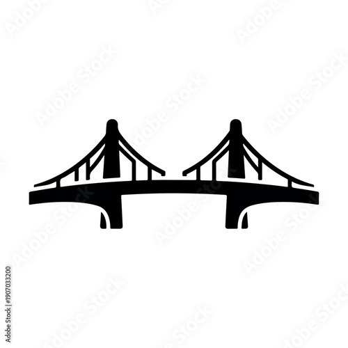 City Infrastructure Suspension Bridge Silhouette for Urban Planning