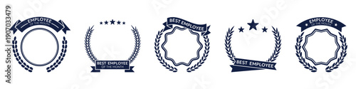 Employee of the month award frames collection. Corporate recognition badges in minimal style