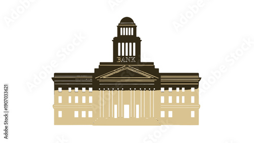 Classic Government Building with Tower Illustration.