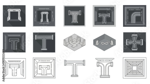 Collection of Various Architectural Column Designs.
