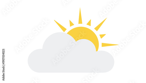 Partly cloudy weather symbol with sun shining through the clouds representing a pleasant day and clear skies ahead slowly