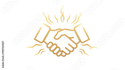 Handshake Illustration with Golden Lines.