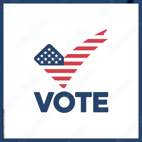 American flag checkmark vote symbol for elections and democracy