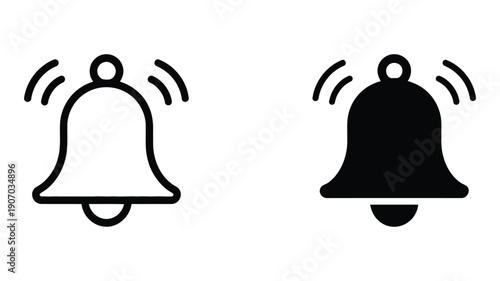 Notification bell icon for message, alert, and reminder ranking titles, notification system status, user interface symbols