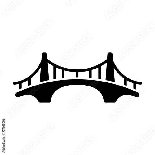 Modern Suspension Bridge Silhouette for Travel and City Design