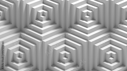 Wallpaper Mural Abstract wall texture featuring concentric 3d hexagons Torontodigital.ca