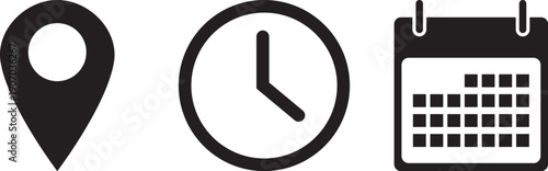 Address. time, and date icon vector. Event elements