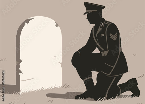 Soldiers Visit the Tomb Illustrator Artwork Creative Design Template 