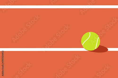 Minimalistic tennis background with ball on the court. Sports background with space for text. 