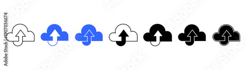 Backup cloud in blue and black colors. backup cloud icons.