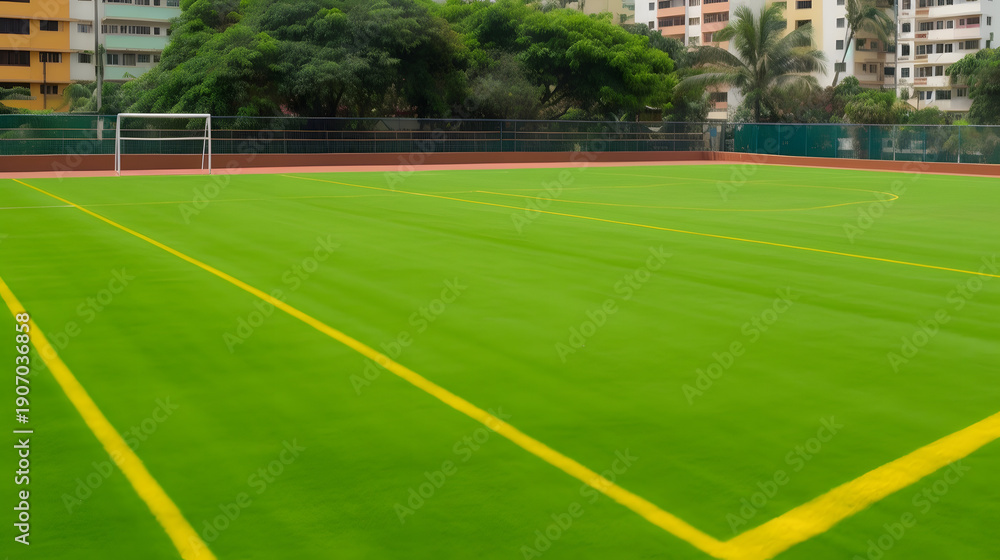 Fototapeta premium Sports field with immaculate green surface