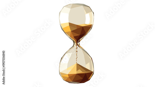 Geometric low poly hourglass design with gold tones