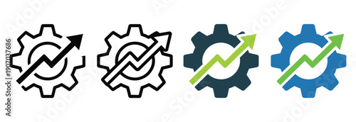 Operational excellence vector icon representing production growth, performance improvement rank levels, efficiency indicators, business process optimization, workflow status