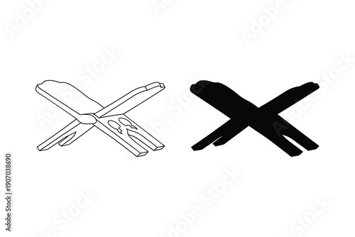 Schilderij op canvas Crossed scissors vector illustration in flat design