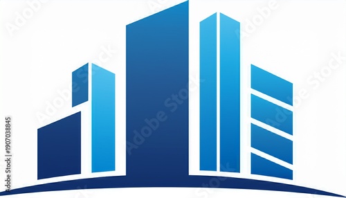 abstract blue building logo symbol construction industry business corporate abstract