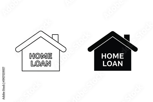 Home Loan House Icons in Flat Design Vector Illustration