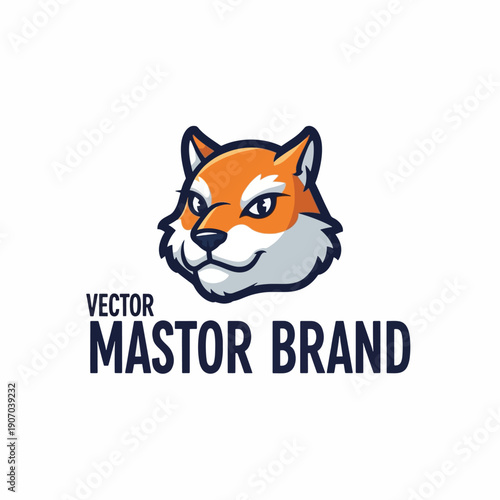 Cartoon fox head logo with orange and white fur and blue outline, featuring the text 'VECTOR MASTOR BRAND' below it.